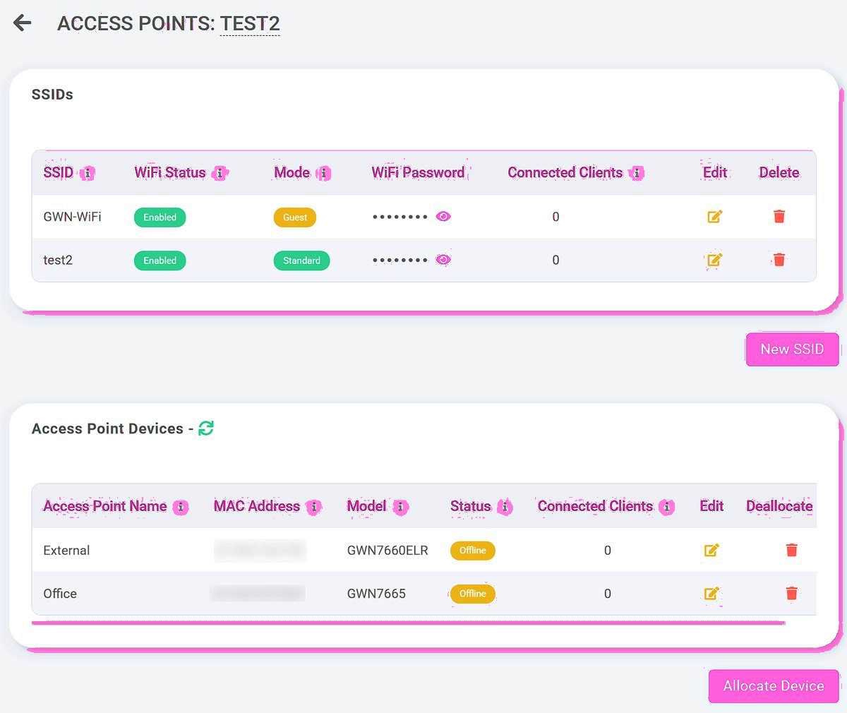 WiFi access point management